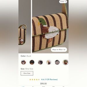 Anthropologie Fiona Beaded Bag - Duck